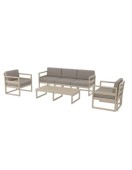 MYKONOS 3-Seater Sofa Set | Taupe with light brown cushions