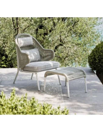AGAVE Armchair | White,beige rope with linen chalk cushion