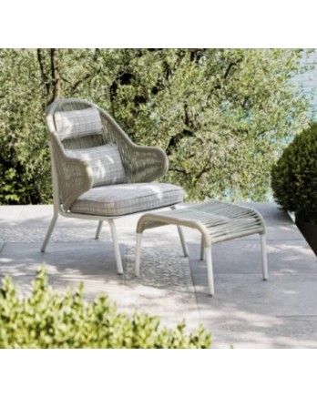 AGAVE Armchair | White,beige rope with linen chalk cushion