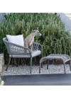 PLEASURE 2.0 Lounge Chair | White, beige rope with linen chalk cushion 