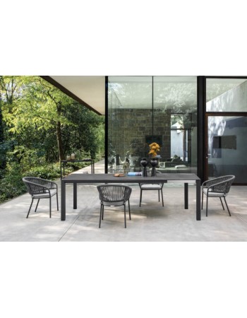 BRIDGE Dining Table Extendable 220/280/340x100x78cm | Gres Noir Belge with Graphite frame