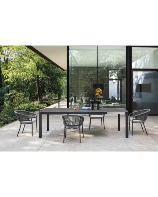 BRIDGE Dining Table Extendable 220/280/340x100x78cm | Gres Noir Belge with Graphite frame