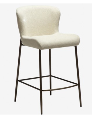 GLAM Counter Stool | Frosted Almond boucle, antique brass metal legs