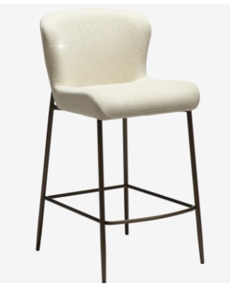 GLAM Counter Stool | Frosted Almond boucle, antique brass metal legs
