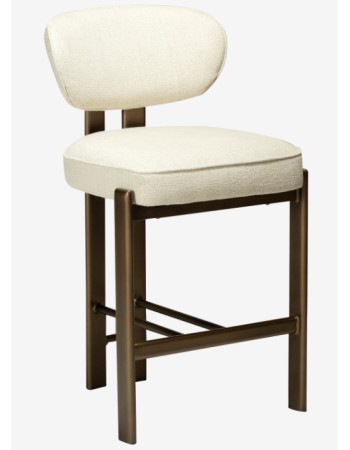 DUCT Counter Stool | Simply Beige boucle fabric, Ant. Brass legs