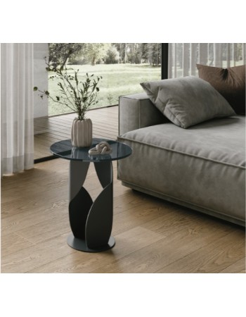 COCKTAIL Coffee Table 45cm| Puck Clear Ash Glass Top, Base Graphite
