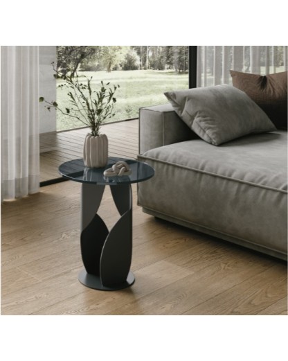 COCKTAIL Coffee Table 45cm| Puck Clear Ash Glass Top, Base Graphite