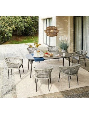 JOENFA - MUSES DINING SET ANTHRACITE WITH SILVER CUSHIONS