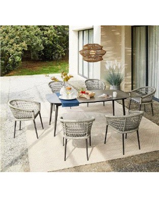 JOENFA - MUSES DINING SET ANTHRACITE WITH SILVER CUSHIONS
