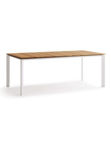 MAGIC Dining Table  220x100cm | Aluminium White with Teak