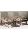ZANTE Lounge Chair | Terracotta Aluminium with Teak & White Textilene