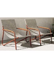 ZANTE Lounge Chair | Terracotta Aluminium with Teak & White Textilene