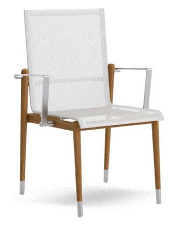 LINK Armchair | Teak with Steel & WhiteTextilene