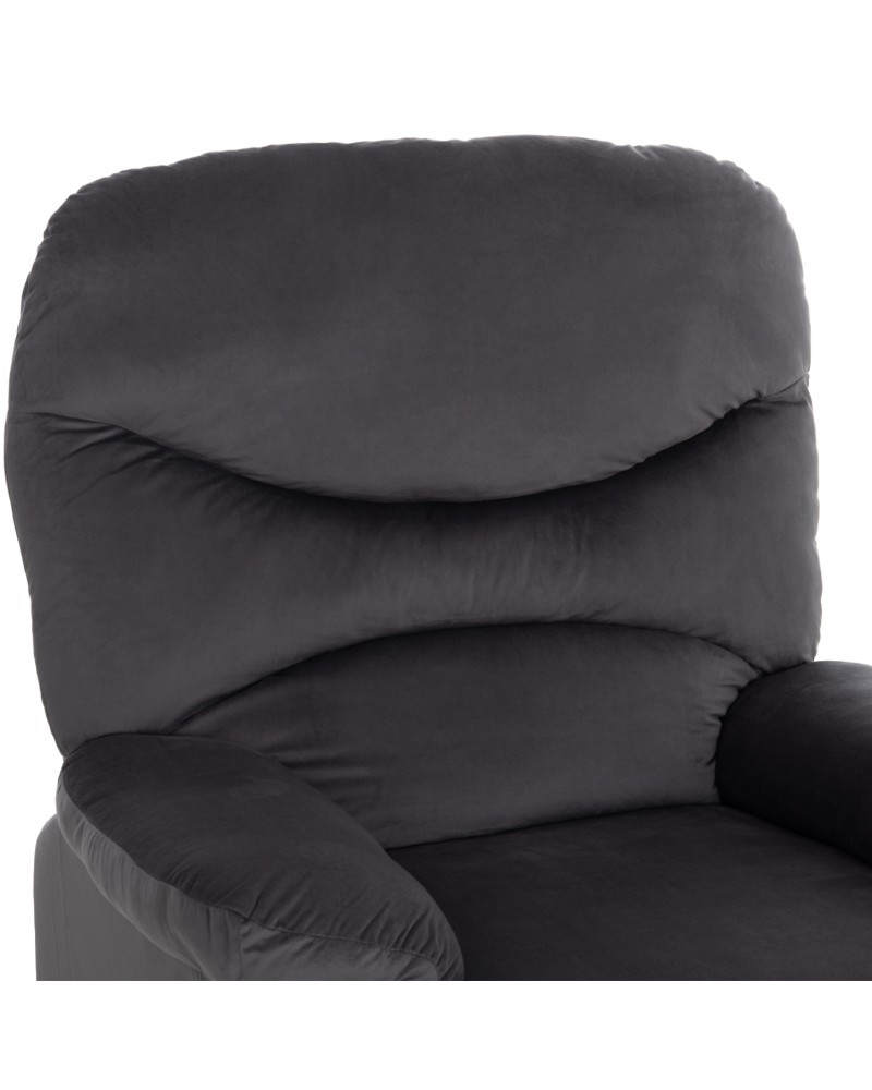 BRAYLEN Armchair with manual recliner | Grey velvet