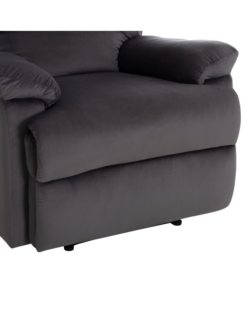 BRAYLEN Armchair with manual recliner | Grey velvet
