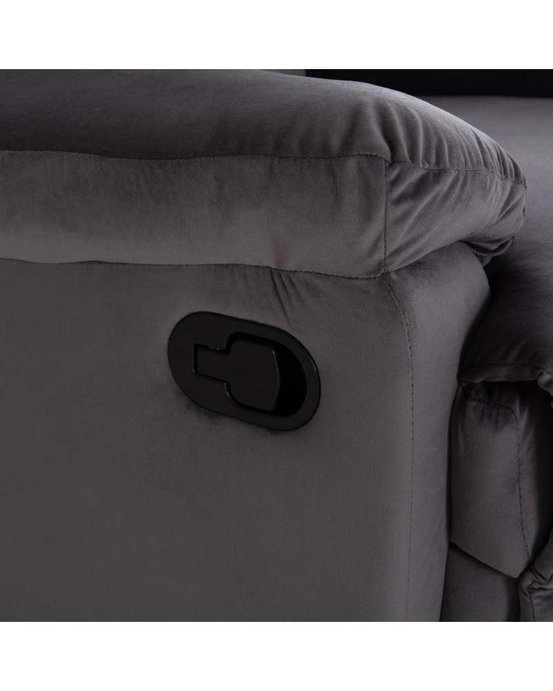 BRAYLEN Armchair with manual recliner | Grey velvet