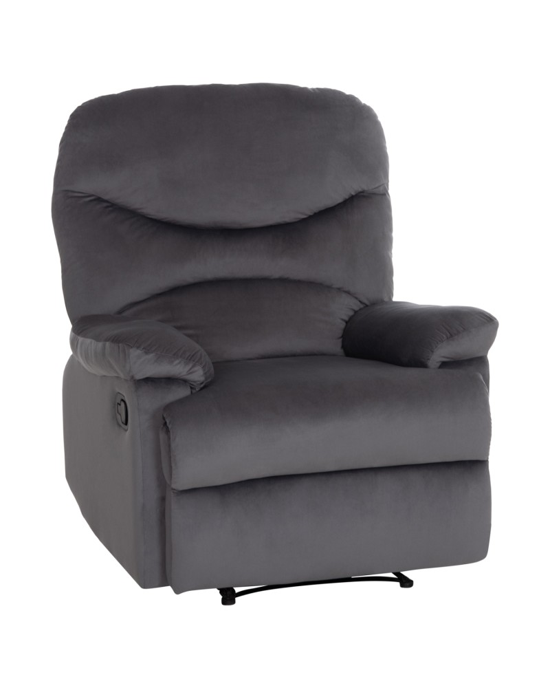 BRAYLEN Armchair with manual recliner | Grey velvet