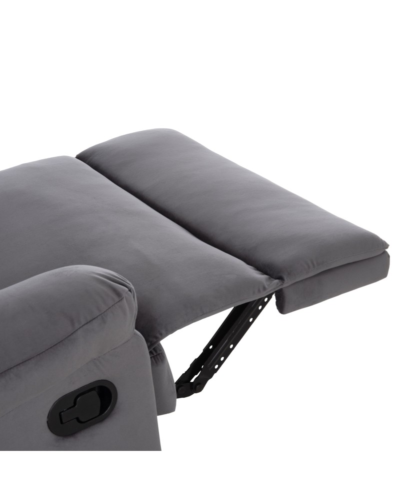 BRAYLEN Armchair with manual recliner | Grey velvet