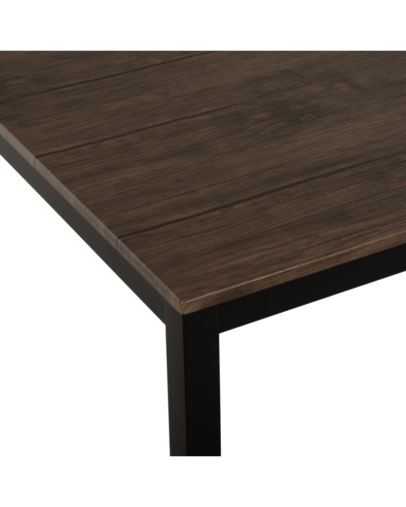 GOOSE Dining Table 120x80x75Hcm | Walnut mdf with black metal legs
