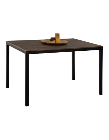 GOOSE Dining Table 120x80x75Hcm | Walnut mdf with black metal legs
