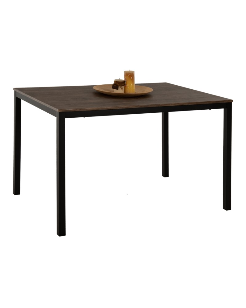 GOOSE Dining Table 120x80x75Hcm | Walnut mdf with black metal legs