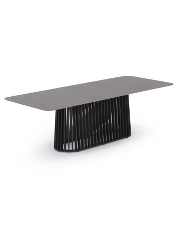 ETERNITY Dining Set | Sintered Stone top,Dark Grey Aluminium Base