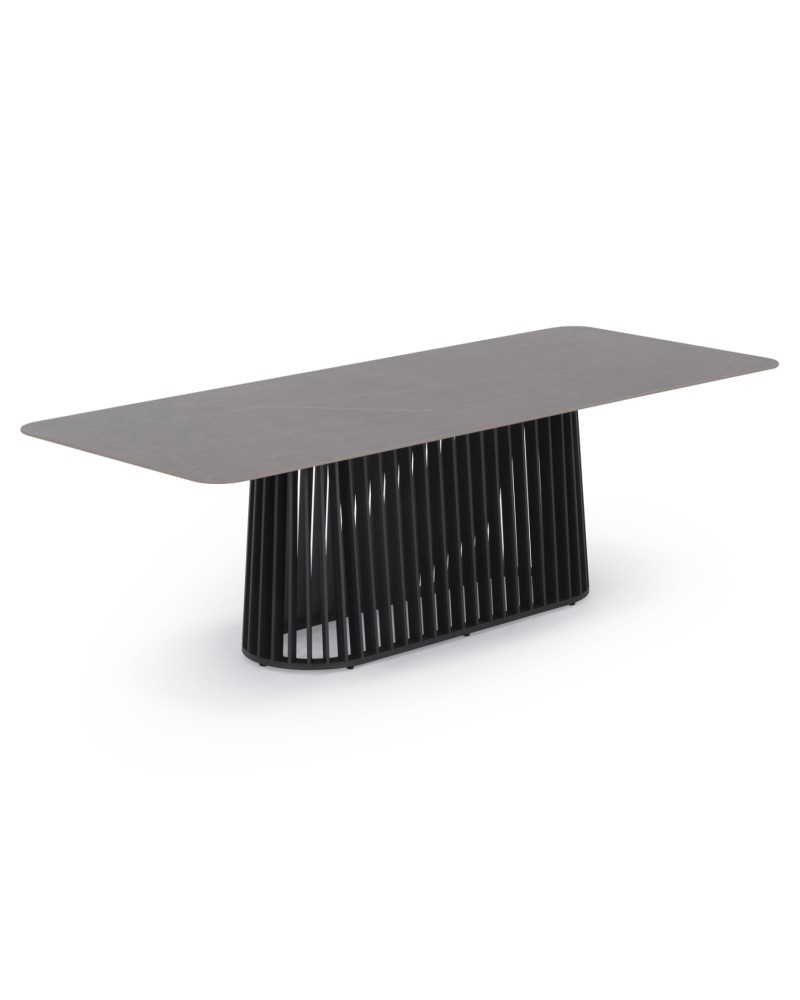 ETERNITY Dining Set | Sintered Stone top,Dark Grey Aluminium Base