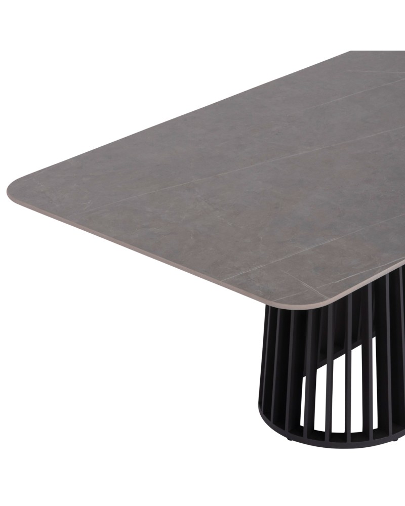 ETERNITY Dining Set | Sintered Stone top,Dark Grey Aluminium Base
