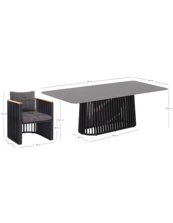 ETERNITY Dining Set | Sintered Stone top,Dark Grey Aluminium Base
