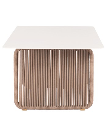 ETHEREAL Table | Aluminium Ecru with sinterered stone top & beige rope