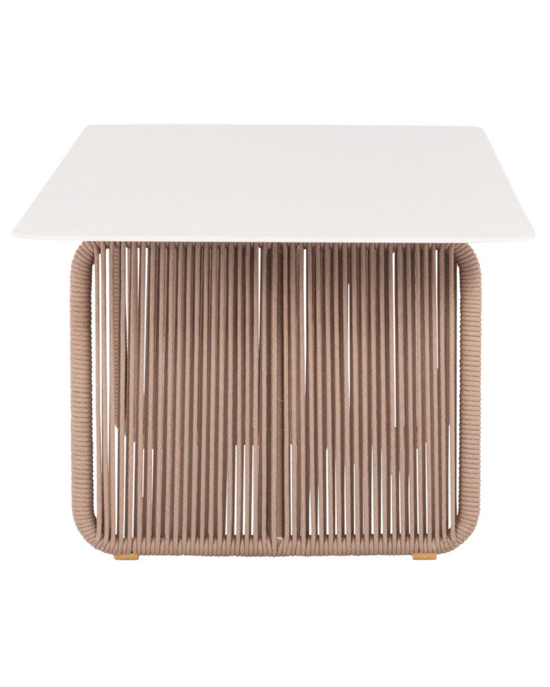 ETHEREAL Table | Aluminium Ecru with sinterered stone top & beige rope