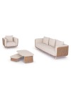 NEXUS Sofa Set | Aluminium Ivory with sinterered stone top & beige rope
