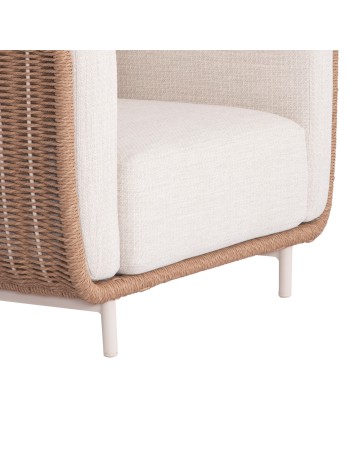NEXUS Sofa Set | Aluminium Ivory with sinterered stone top & beige rope