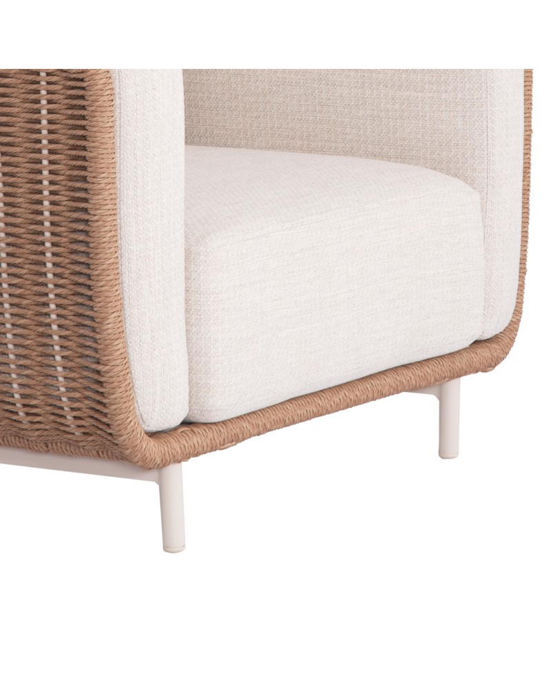 NEXUS Sofa Set | Aluminium Ivory with sinterered stone top & beige rope