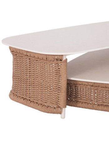 NEXUS Sofa Set | Aluminium Ivory with sinterered stone top & beige rope