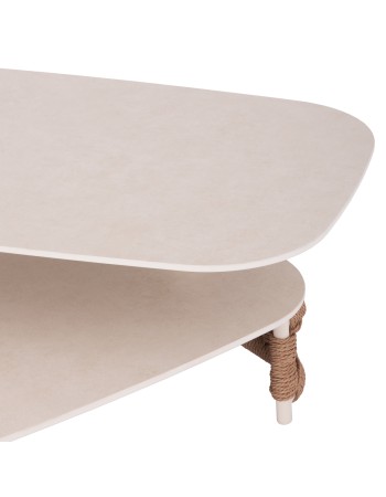 NEXUS Sofa Set | Aluminium Ivory with sinterered stone top & beige rope