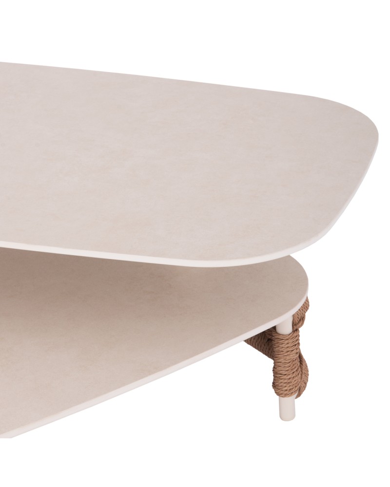 NEXUS Sofa Set | Aluminium Ivory with sinterered stone top & beige rope