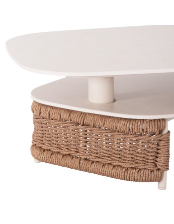NEXUS Sofa Set | Aluminium Ivory with sinterered stone top & beige rope