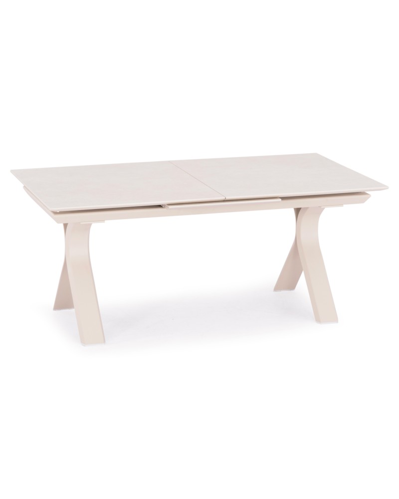 ANDROMEDA (S) Dining Table 180/240x100x75cm | Aluminium Ecru with sinterered stone top
