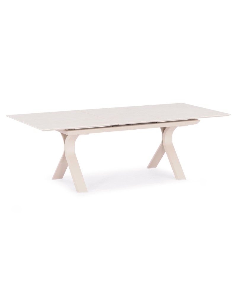 ANDROMEDA (S) Dining Table 180/240x100x75cm | Aluminium Ecru with sinterered stone top
