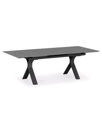 ANDROMEDA (S) Dining Table 180/240x100x75cm | Grey Aluminium with sinterered stone top