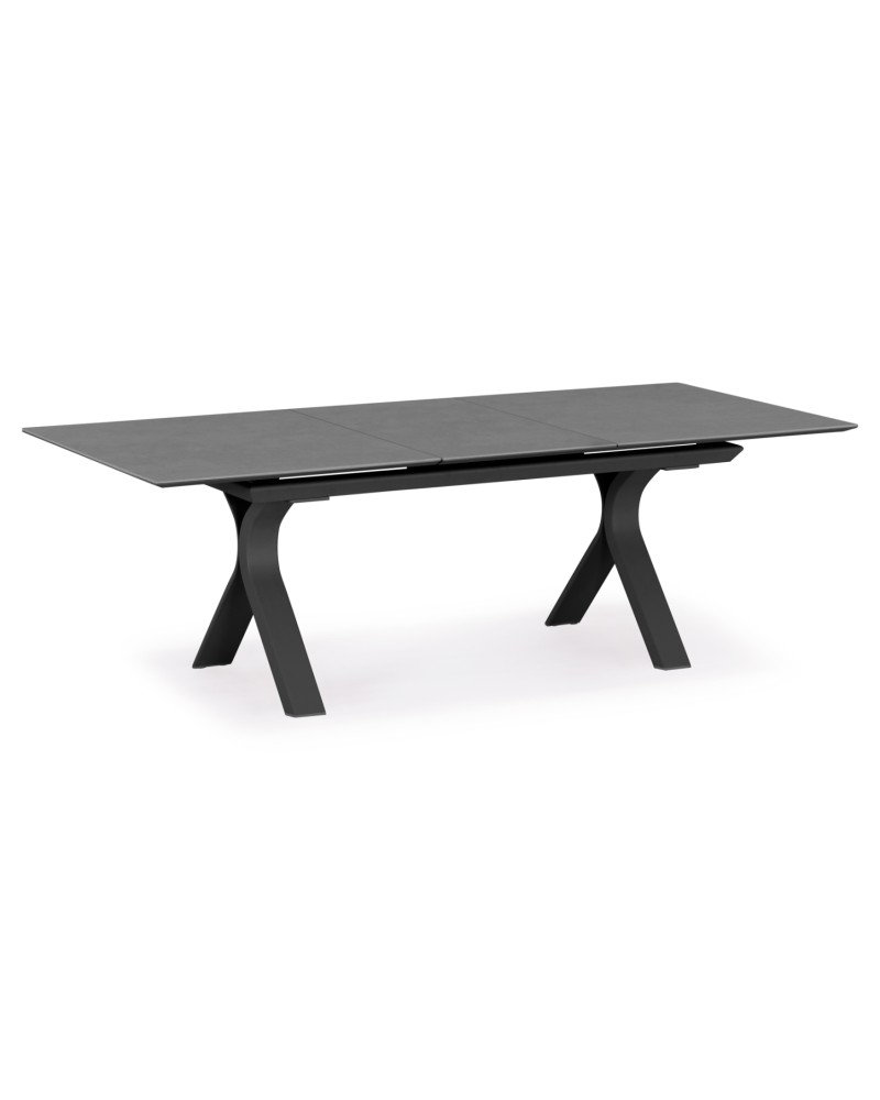 ANDROMEDA (S) Dining Table 180/240x100x75cm | Grey Aluminium with sinterered stone top