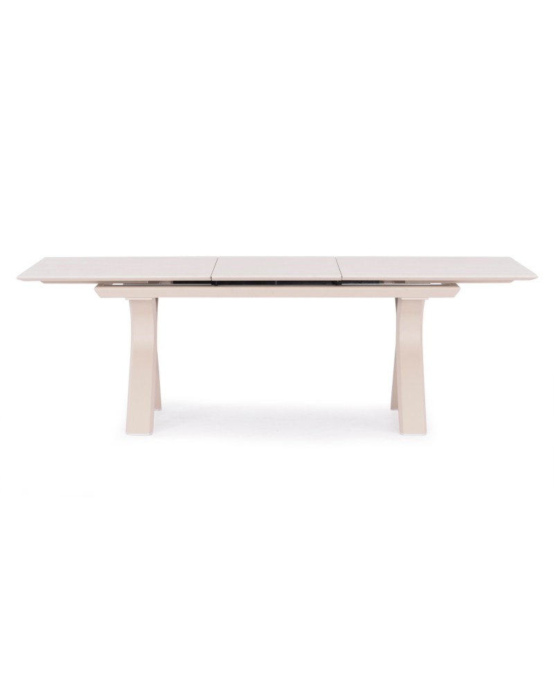 ANDROMEDA (L) Dining Table 240/300x100x75cm | Aluminium Ecru with sinterered stone top