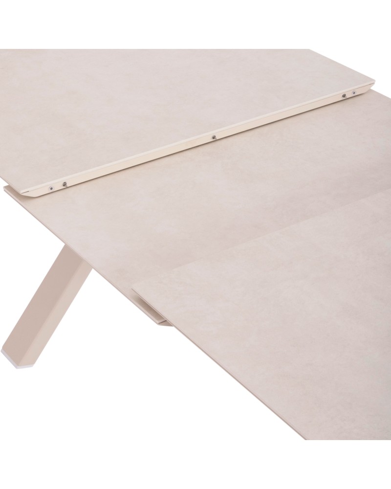 ANDROMEDA (L) Dining Table 240/300x100x75cm | Aluminium Ecru with sinterered stone top