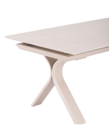 ANDROMEDA (L) Dining Table 240/300x100x75cm | Aluminium Ecru with sinterered stone top
