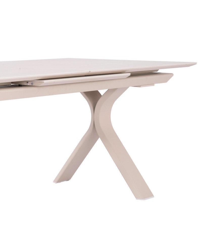 ANDROMEDA (L) Dining Table 240/300x100x75cm | Aluminium Ecru with sinterered stone top
