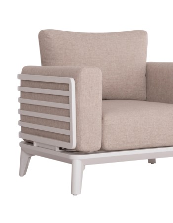 ORION Sofa Set | White Aluminium with beige cushions