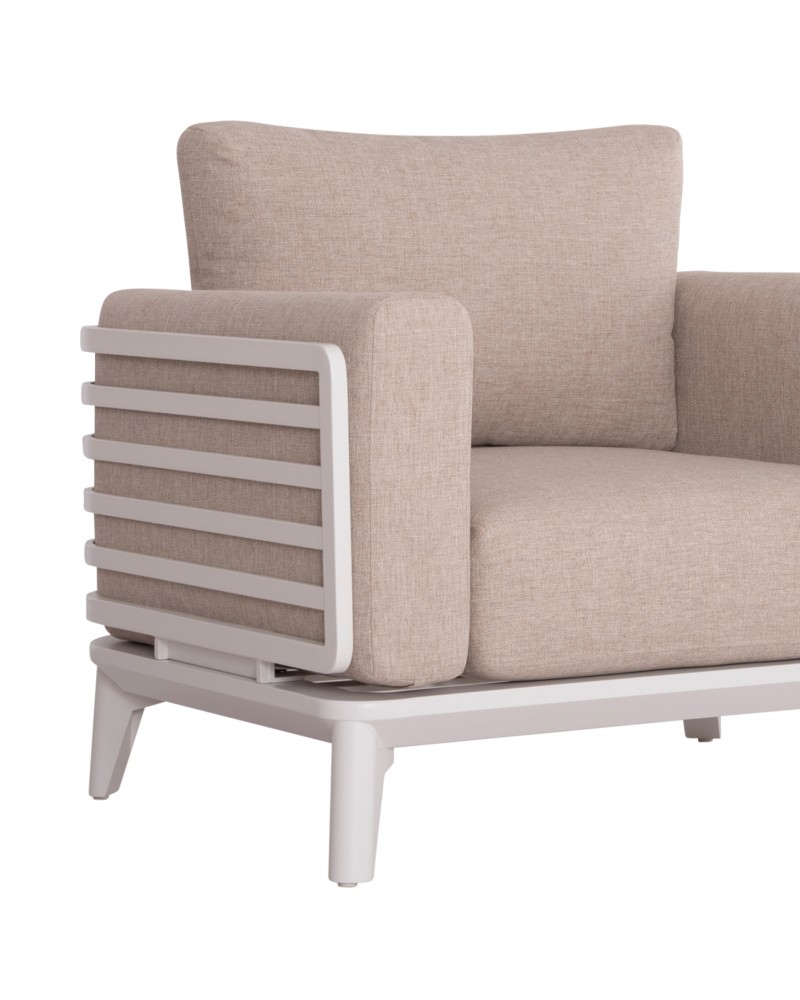 ORION Sofa Set | White Aluminium with beige cushions