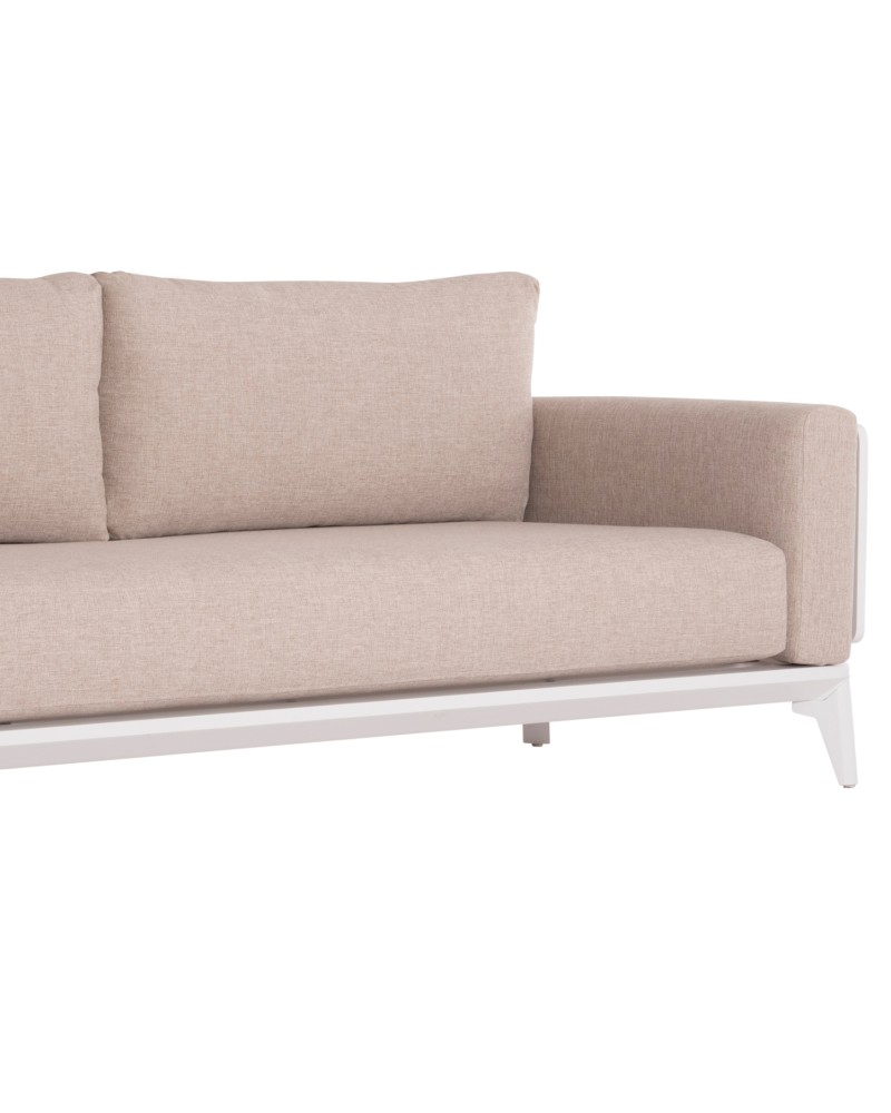 ORION Sofa Set | White Aluminium with beige cushions