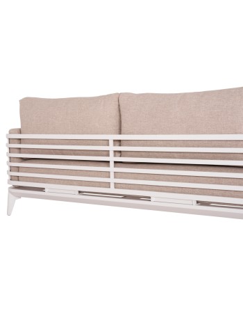 ORION Sofa Set | White Aluminium with beige cushions